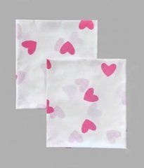 Пеленка польский хлопок BabyStarTex, белая/сердечки розовые, Девочка, 90х80