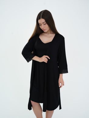Халат домашній для вагітних та годуючих Soft&Lace Мамин будинок, чорний, S