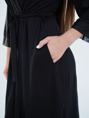 Халат домашній для вагітних та годуючих Soft&Lace Мамин будинок, чорний, S