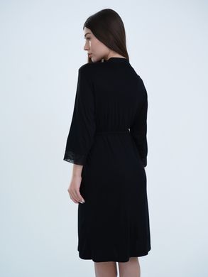 Халат домашній для вагітних та годуючих Soft&Lace Мамин будинок, чорний, S