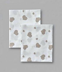Пелюшка польська бавовна BabyStarTex, 80x90 см, біла/серця коричневі, Унісекс, 90х80