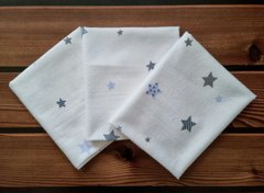 Пелюшка фланель/байка BabyStarTex, біла/сині зірочки, Хлопчик, біла/сині зірочки, 110х90