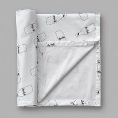 Пелюшка непромокальна з польської бавовни BabyStarTex, біла/пляшки Milk, Унісекс, 50х70 см