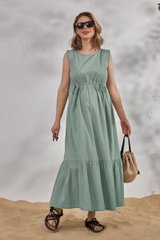 Длинное платье для беременных и кормящих из жатой ткани NOEMIE Yula Mamma, зеленое, S
