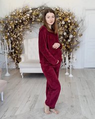 Теплая пижама для беременных и кормящих мам BURGUNDY, 42-44