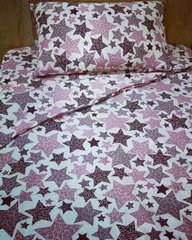 Комплект постельного белья в детскую кроватку белое/розовые звезды в веточку, бязь