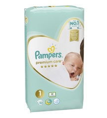Подгузники Pampers Premium Care 1 (2-5 кг), 1уп/52шт