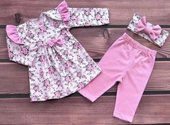 Комплект для дівчинки туніка лосини та пов'язка Трояндочки Babystartex, рожеві крила, кулір, Дівчинка, 56-62