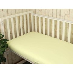 Простынь на резинке для детской кроватки Руно 60х120, трикотаж, желтая