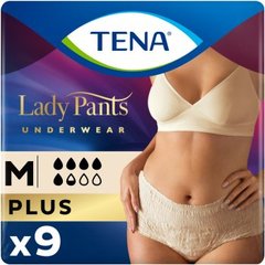 Трусы урологические послеродовые Tena Lady Pants Plus, размер М, кремовые, 1уп/9шт, M, 9 шт, 5+ капель
