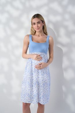 Платье для беременных и кормящих мам Marine Yula Mamma, голубой с цветочками, S