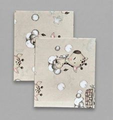Пеленка польский хлопок BabyStarTex, 80x90 см, бежевая/жирафики с белыми звездами, Унисекс, 90х80