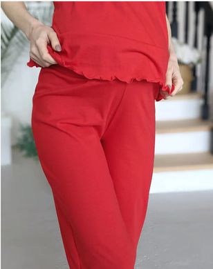 Пижама для беременных и кормящих мам с брюками (красный), кулир, 42-44
