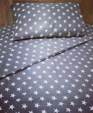Комплект постельного белья в детскую кроватку серое/белые звезды, бязь, Унисекс