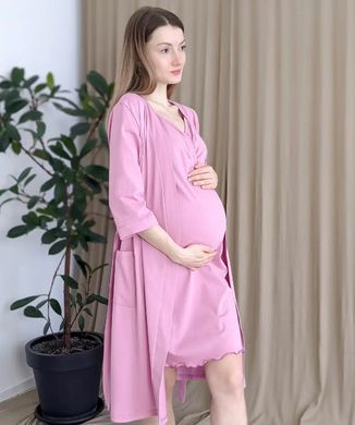 Комплект в роддом для беременных и кормящих Пыльный розовный, кулир, 42-44