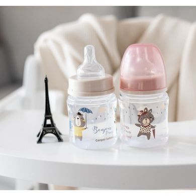 Бутылочка антиколиковая EasyStart Bonjour Paris Canpol babies, 120 мл, Девочка, Розовый, 120мл