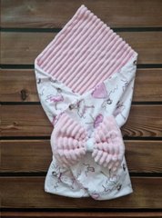 Конверт-плед для новороженных из польского хлопка и мягкого плюша(без утеплителя), розовый/балерины, 90х80