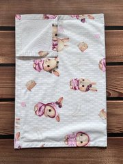 Пелюшка непромокаюча з польської бавовни Babystartex, кролики в рожевому одязі, Дівчинка, 50х70 см