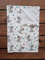 Пеленка непромокаемая из польского хлопка BabyStarTex, белая/мишка Teddy серый, Мальчик, 50х70 см