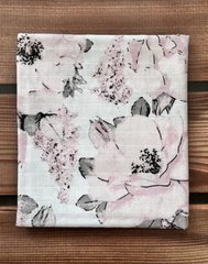 Пеленка муслиновая 2-х слойная BabyStarTex, 80x90 см, белая/бежевые цветы, Унисекс, 90х80