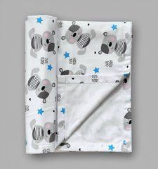 Пелюшка непромокальна з польської бавовни BabyStarTex, біла/ведмедик Teddy сірий, Хлопчик, 50х70 см