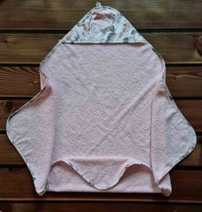 Кутник махровий після купання BabyStarTex, рожеве/квіти бежеві, Дівчинка, 80*80