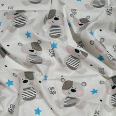 Пеленка польский хлопок BabyStarTex, 80x90 см, белая/мишки Cute Тедди