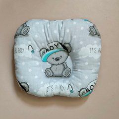 Подушка для новонароджених анатомічна, сіра/ведмедик It's a boy 0+, Хлопчик