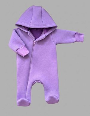 Комбінезон на блискавці з капюшоном BabyStarTex, ліловий, тринити на флісі, Дівчинка, ліловий, 56-62