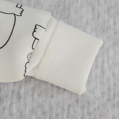 Комбинезон с капюшоном на молнии теплый Minikin, тринитка с начесом, молочный с рисунком, Унисекс, молочный с рисунком, 56