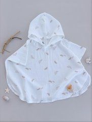 Детское пончо из муслина Minikin, молочное перышки, муслин, Унисекс, 92-104