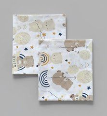 Пеленка польский хлопок BabyStarTex, 80x90 см, мишки с шариками и радуга, Унисекс, 90х80