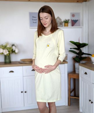 Сорочка на молнии рукав 3/4 для беременных и кормящих BEE (желтый), кулир, 46-48