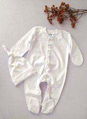 Комплект для немовля комбінезон та шапочка Все в тон Minikin, інтерлок, білий, Унісекс, 56