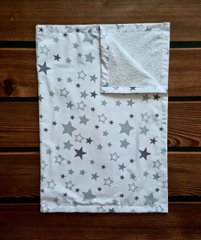 Пеленка непромокаемая из польского хлопка Babystartex, белая/серые и белые звезды, Унисекс, 50х70 см