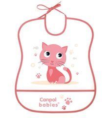 Слюнявчик пластиковий м'який Canpol Babies 2/919, кішечка, Дівчинка
