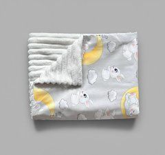 Плед детский из плюша Babystartex, молочный/кролики на месяце, Унисекс, 100*80, без утеплителя