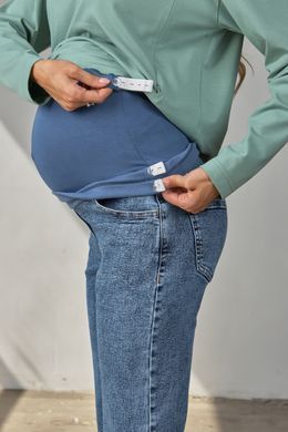 Стильные джинсы Mom для беременных IVONNE Yula Mama, синие со снежном еффектом, S