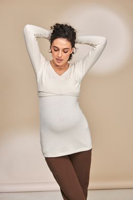 Теплый джемпер для беременных и кормящих Helen Yula mama, молочный, S