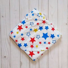 Полотенце-пеленка уголок после купания младенца BabyStarTex, 85х85 см, белое/цветные звездочки