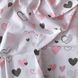 Пеленка польский хлопок BabyStarTex, 80x90 см, белая/сердечки розовые и серые