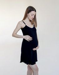 Сорочка на бретелях с клипсами для кормления 4166 (черная), кулир, 54-56