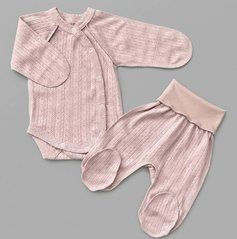 Летний комплект боди и ползунки Babystartex, жаккардовая рибана, розовый, Девочка, 56