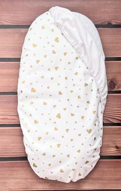 Наматрасник непромокаемый в коляску BabyStarTex, 35х75см, белый/золотые сердечки, Унисекс, для коляски