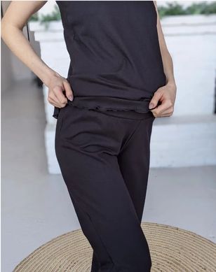 Пижама для беременных и кормящих мам с брюками (черный), кулир, 42-44