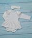 Боди-платье длинный рукав +повязка, Babystartex, кулир, Девочка, молочный, 62-68