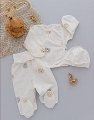 Комплект распашонка ползунки и шапочка Baby Bear Minikin, футер, медвежонок светлый, Унисекс, медвежонок светлый, 56