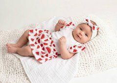 Боді-сукня короткий рукав Кавунчики + пов'язка Babystartex, кулір, Дівчинка, 56-62