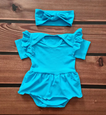 Боді-плаття короткий рукав + пов'язка, Babystartex, кулір, синій, 56-62