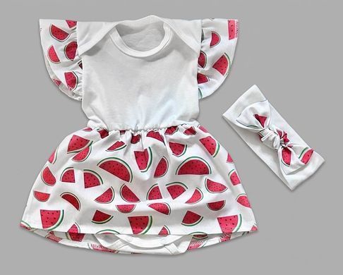 Боді-сукня короткий рукав Кавунчики + пов'язка Babystartex, кулір, Дівчинка, 56-62